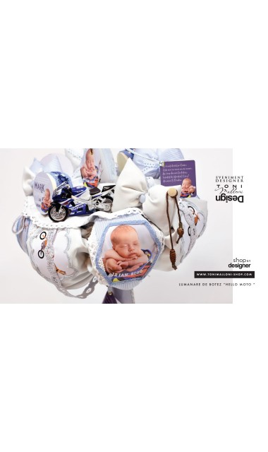 Lumanare botez cu motociclete pentru baieti personalizata, Hello Moto 8